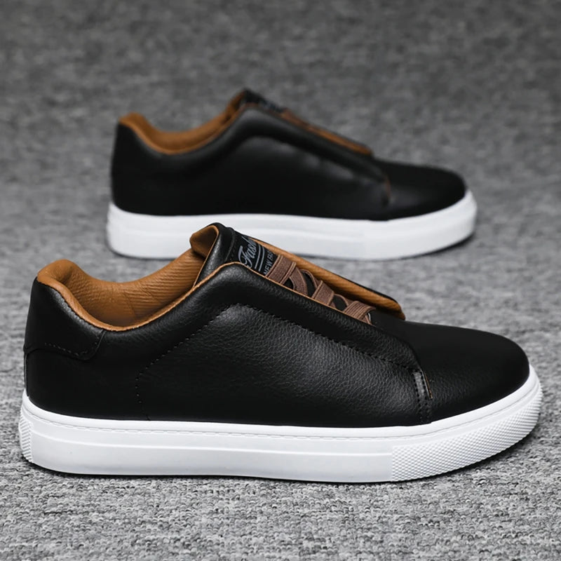 Classic Men's Casual Shoes Big Size 48 Fashion White Sneakers Man Leather Designer Platform Flats Shoes Men's Skateboard Shoes