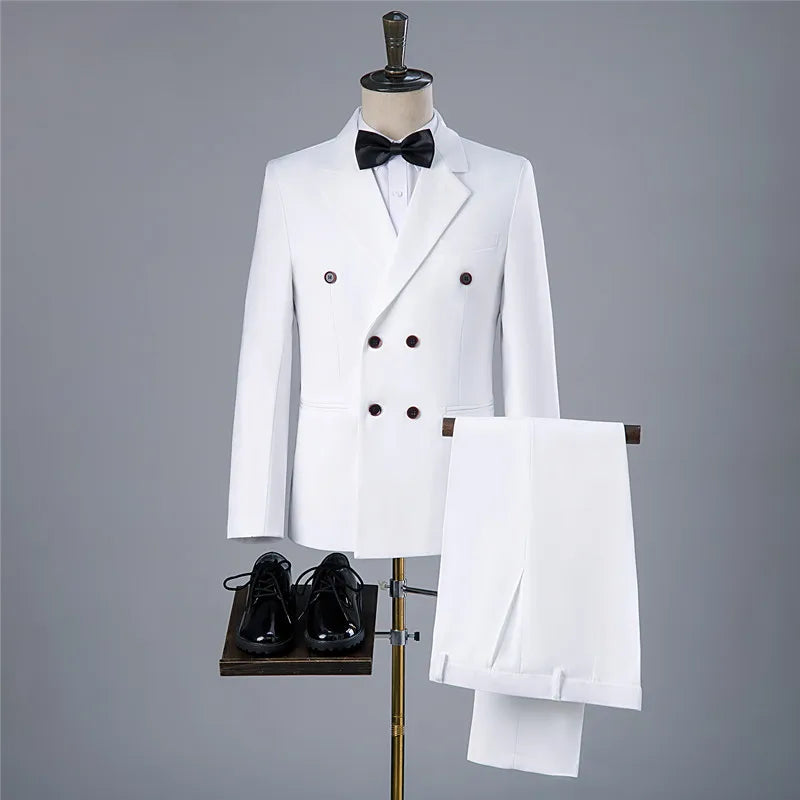 Blazer Suit For Men 2 Piece Outfit Set Suits High Quality 2024 Pants Mens Clothing Fashion Party Wedding Tuxedo Jackets Beige