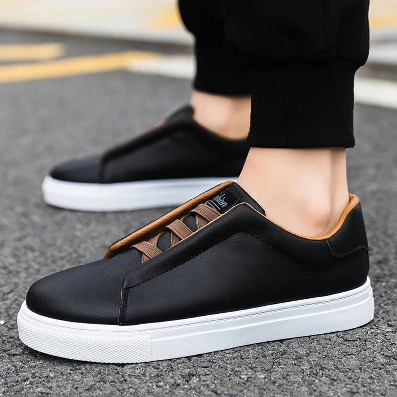 Classic Men's Casual Shoes Big Size 48 Fashion White Sneakers Man Leather Designer Platform Flats Shoes Men's Skateboard Shoes