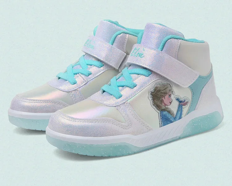 Disney new non-slip wear-resistant board shoes Breathable girls casual shoes cartoon frozen elsa sneakers