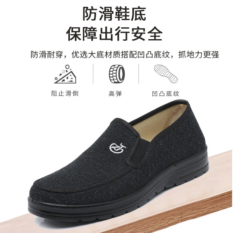 spring new old Beijing cloth shoes men's single shoes elderly loafers father breathable antiskid dad soft bottom shoes