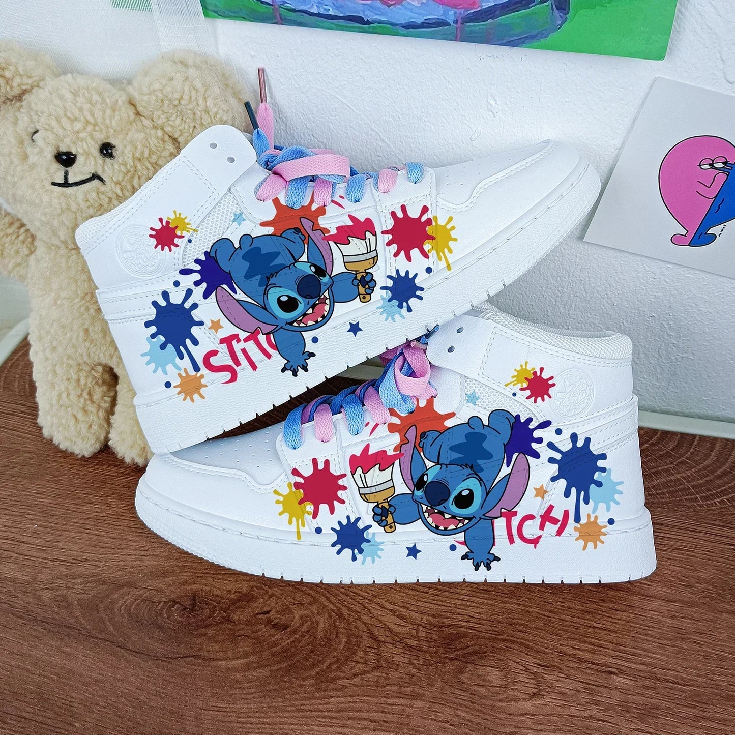 New Disney cartoon girls Stitch princess cute Casual shoes non-slip soft bottom sports shoes for girl gift