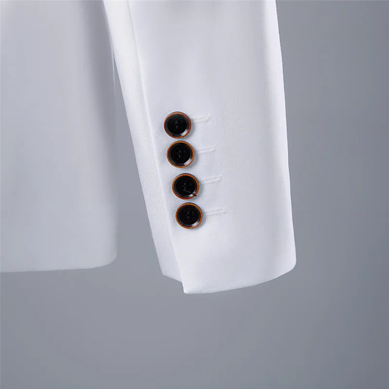 Blazer Suit For Men 2 Piece Outfit Set Suits High Quality 2024 Pants Mens Clothing Fashion Party Wedding Tuxedo Jackets Beige