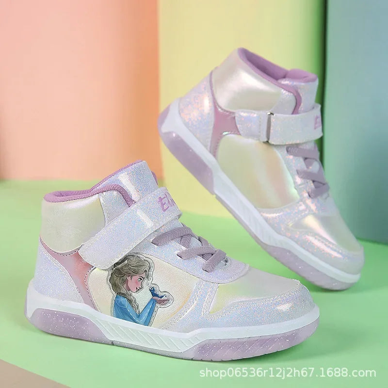Disney new non-slip wear-resistant board shoes Breathable girls casual shoes cartoon frozen elsa sneakers