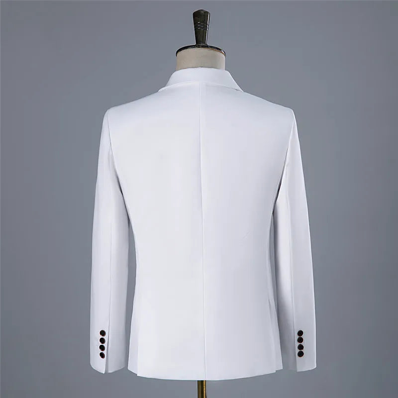 Blazer Suit For Men 2 Piece Outfit Set Suits High Quality 2024 Pants Mens Clothing Fashion Party Wedding Tuxedo Jackets Beige