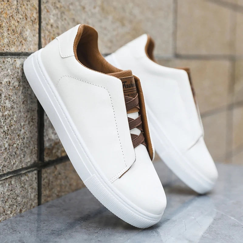 Classic Men's Casual Shoes Big Size 48 Fashion White Sneakers Man Leather Designer Platform Flats Shoes Men's Skateboard Shoes