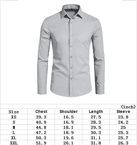 DELCARINO Men's Long Sleeve Button Up Shirts Solid Slim Fit Casual Business Formal Dress Shirt
