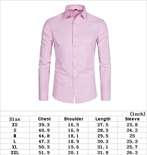DELCARINO Men's Long Sleeve Button Up Shirts Solid Slim Fit Casual Business Formal Dress Shirt