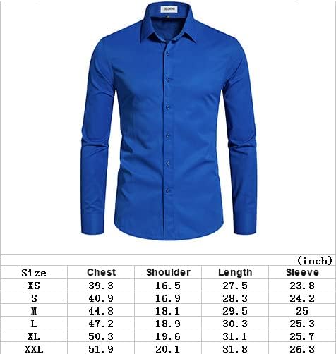 DELCARINO Men's Long Sleeve Button Up Shirts Solid Slim Fit Casual Business Formal Dress Shirt