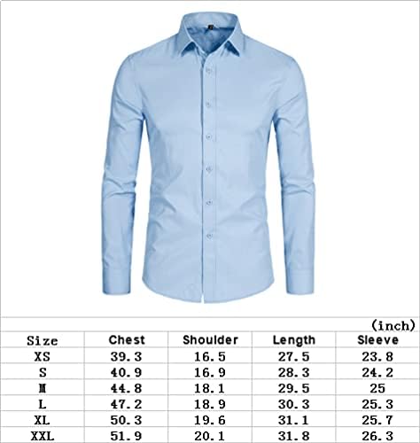 DELCARINO Men's Long Sleeve Button Up Shirts Solid Slim Fit Casual Business Formal Dress Shirt