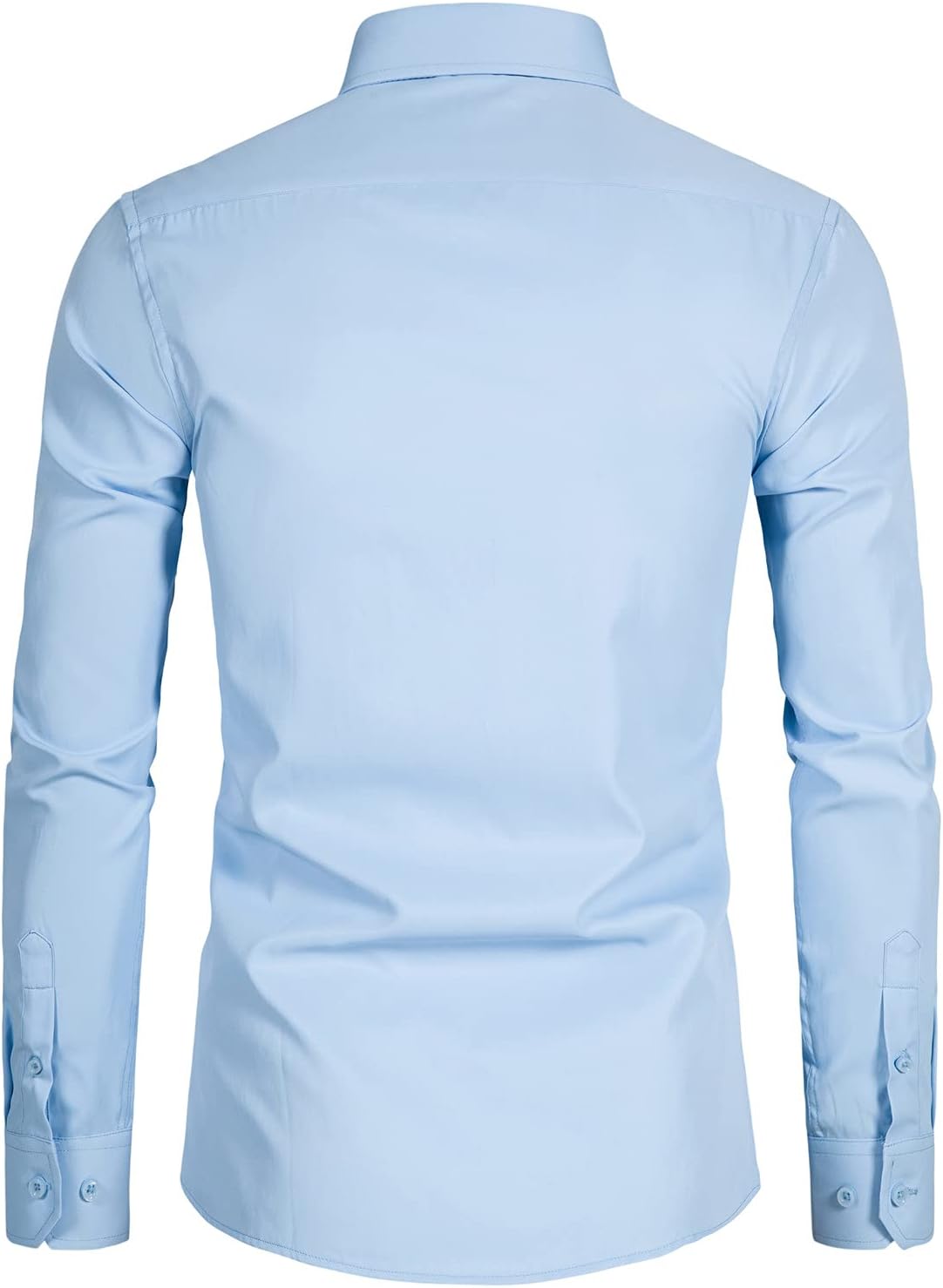 DELCARINO Men's Long Sleeve Button Up Shirts Solid Slim Fit Casual Business Formal Dress Shirt