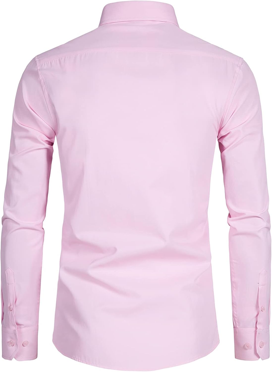 DELCARINO Men's Long Sleeve Button Up Shirts Solid Slim Fit Casual Business Formal Dress Shirt
