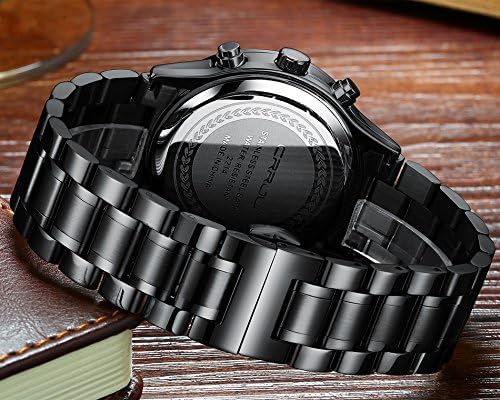 CRRJU Men's Fashion Stainless Steel Watches Date Waterproof Chronograph Wristwatches,Stainsteel Steel Band Waterproof Watch