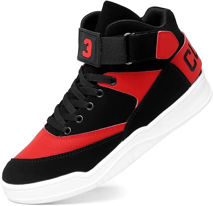 KUXIE Shoes Men's High Top Fashion Sneakers Outdoor Casual Sports Shoes Training Leather Shoes Mens Flats