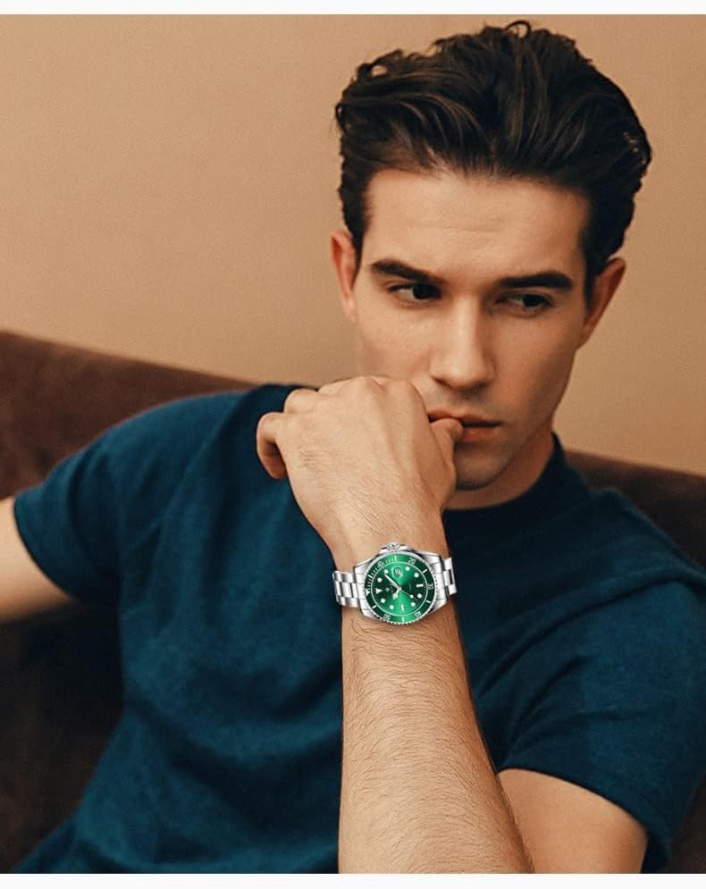 BY BENYAR AKNIGHT Watches for Men Quartz Movement Watch,Waterproof Luminous Men's Watch, Stainless Steel Strap Business Watches