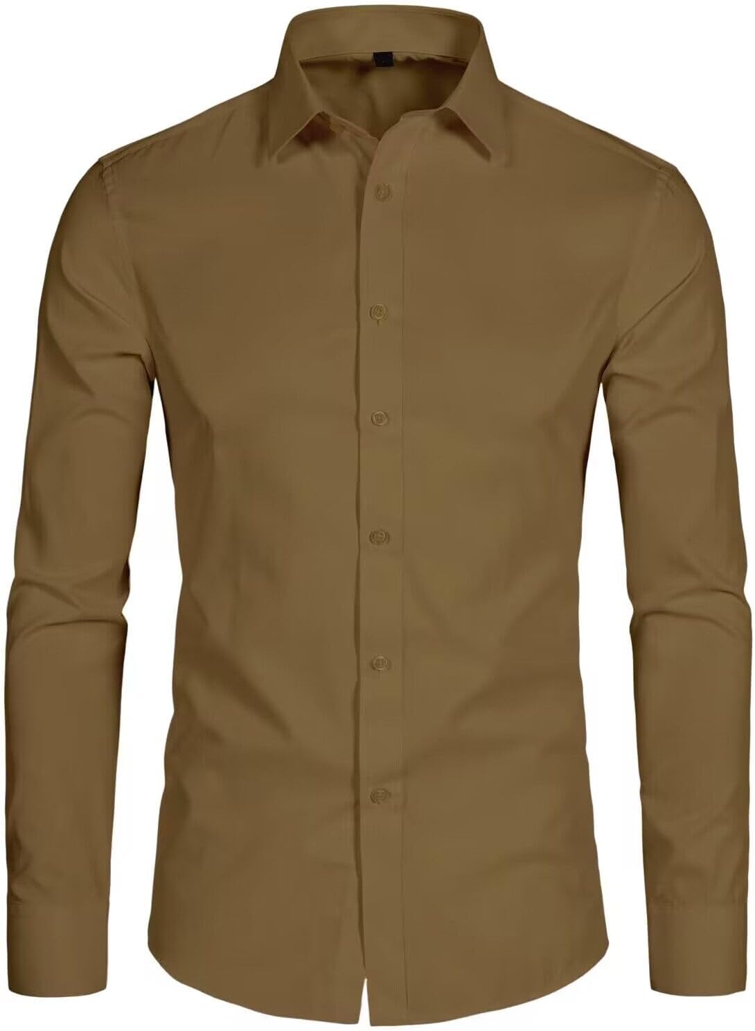 DELCARINO Men's Long Sleeve Button Up Shirts Solid Slim Fit Casual Business Formal Dress Shirt