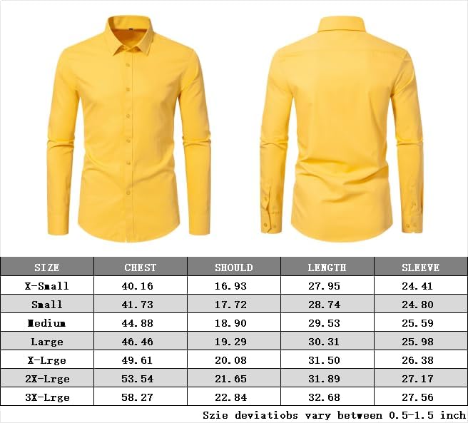 DELCARINO Men's Long Sleeve Button Up Shirts Solid Slim Fit Casual Business Formal Dress Shirt