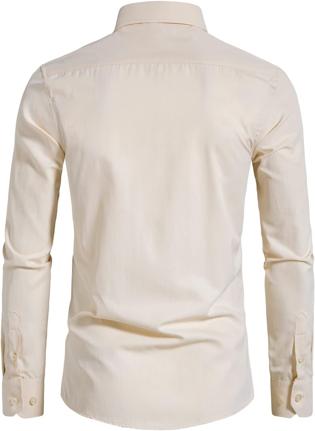 DELCARINO Men's Long Sleeve Button Up Shirts Solid Slim Fit Casual Business Formal Dress Shirt