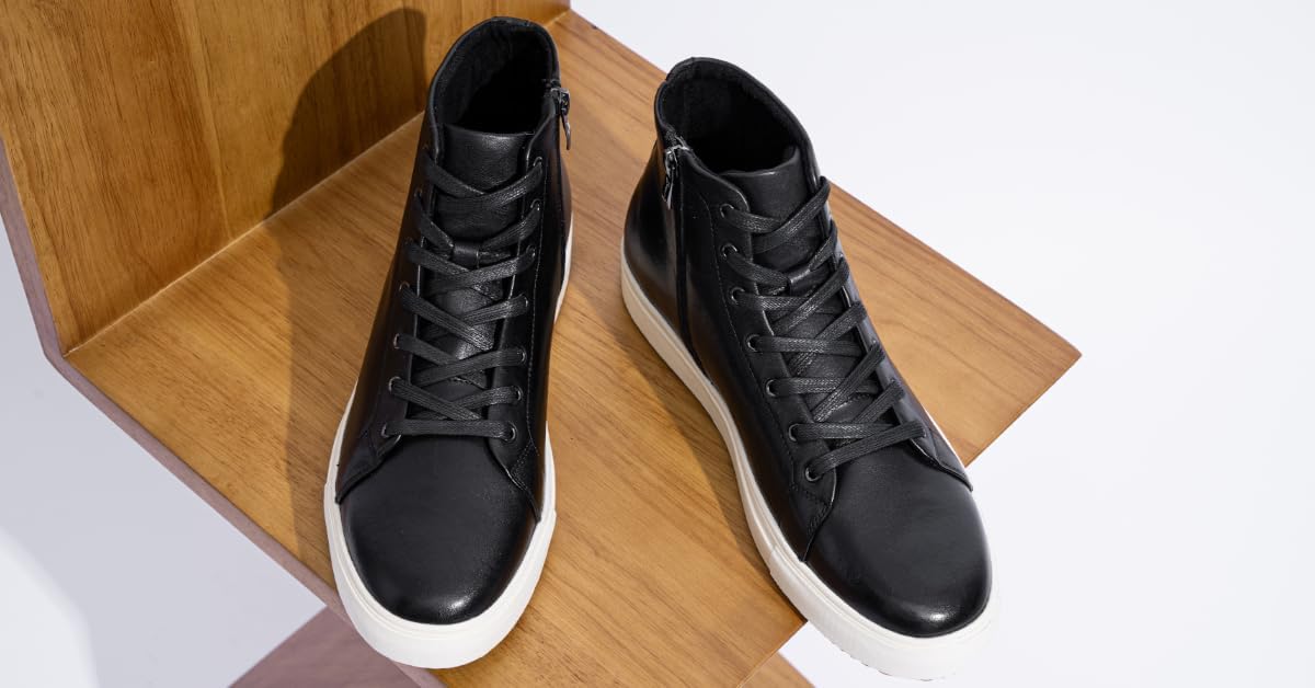 Jousen Men's Casual Shoes High Top Premium Leather Fashion Sneakers Dress Boots for Men