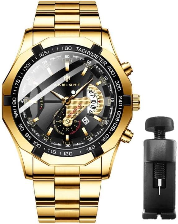 BY BENYAR AKNIGHT Watches for Men Quartz Movement Watch,Waterproof Luminous Men's Watch, Stainless Steel Strap Business Watches