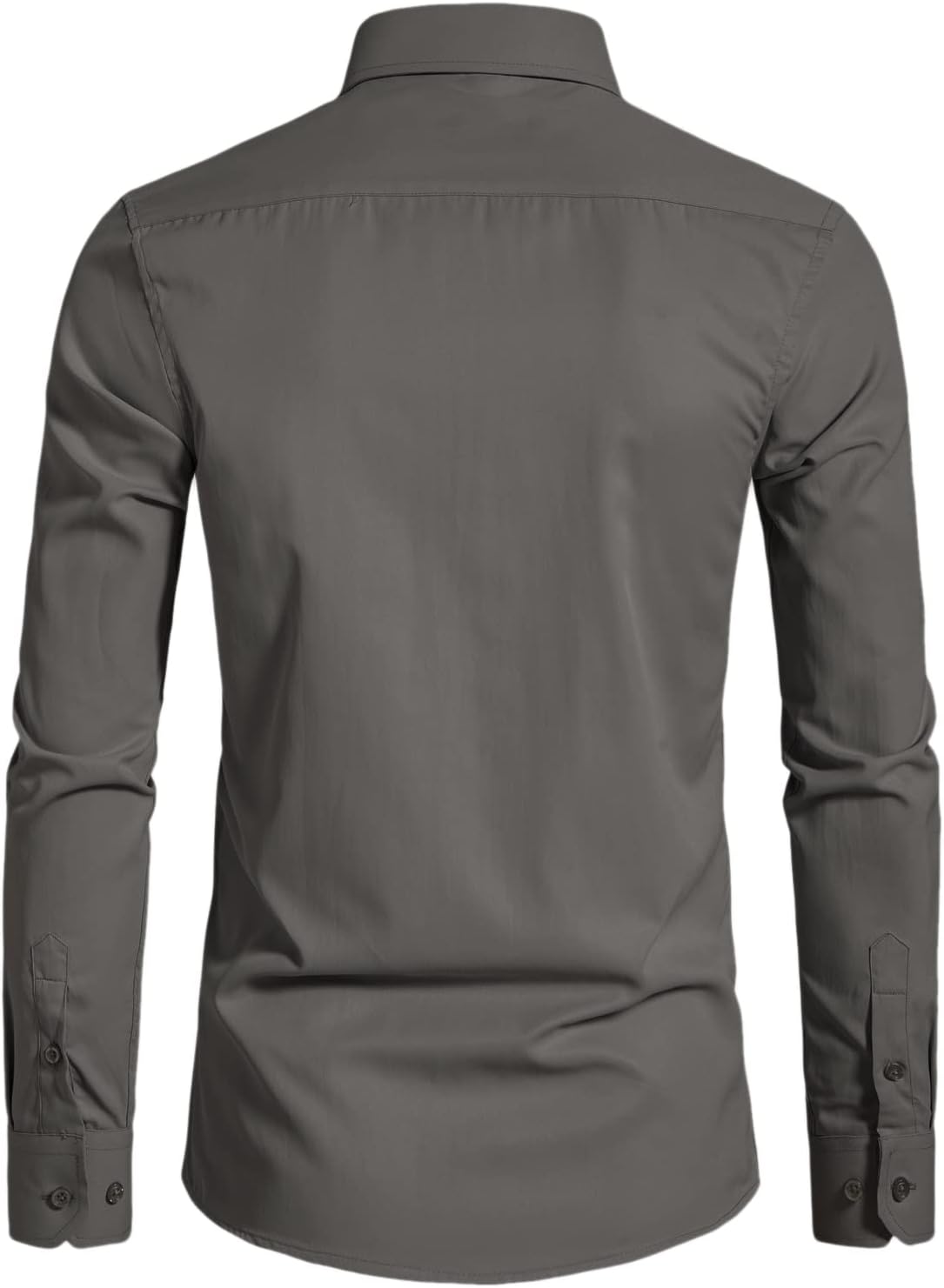 DELCARINO Men's Long Sleeve Button Up Shirts Solid Slim Fit Casual Business Formal Dress Shirt