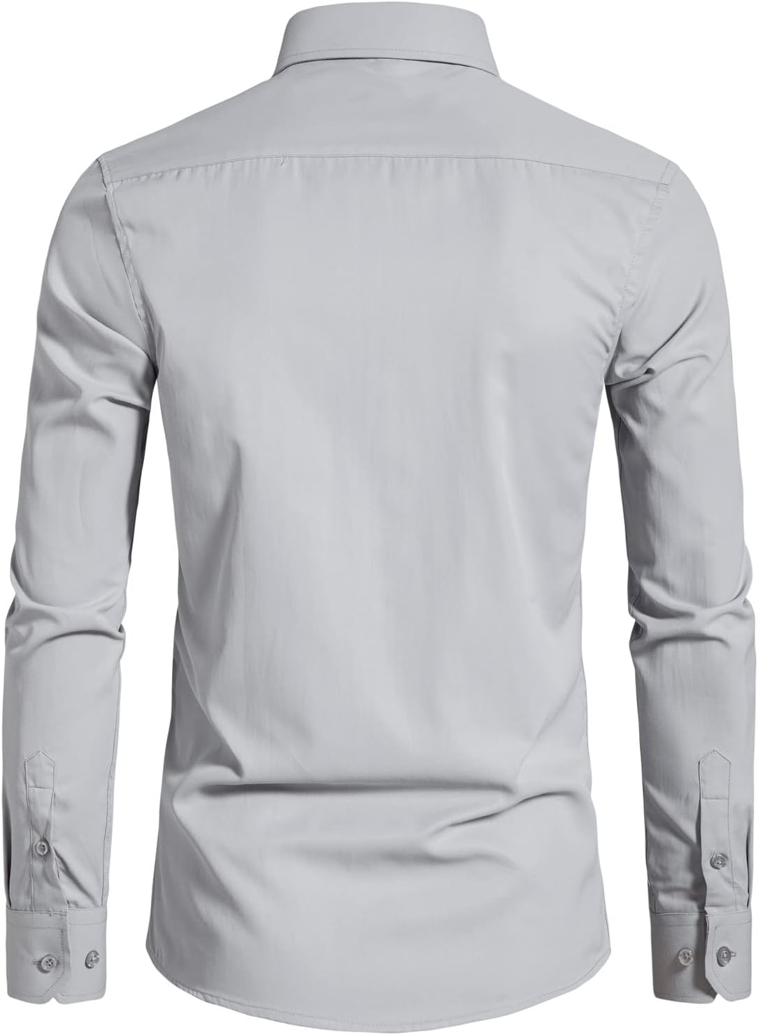 DELCARINO Men's Long Sleeve Button Up Shirts Solid Slim Fit Casual Business Formal Dress Shirt