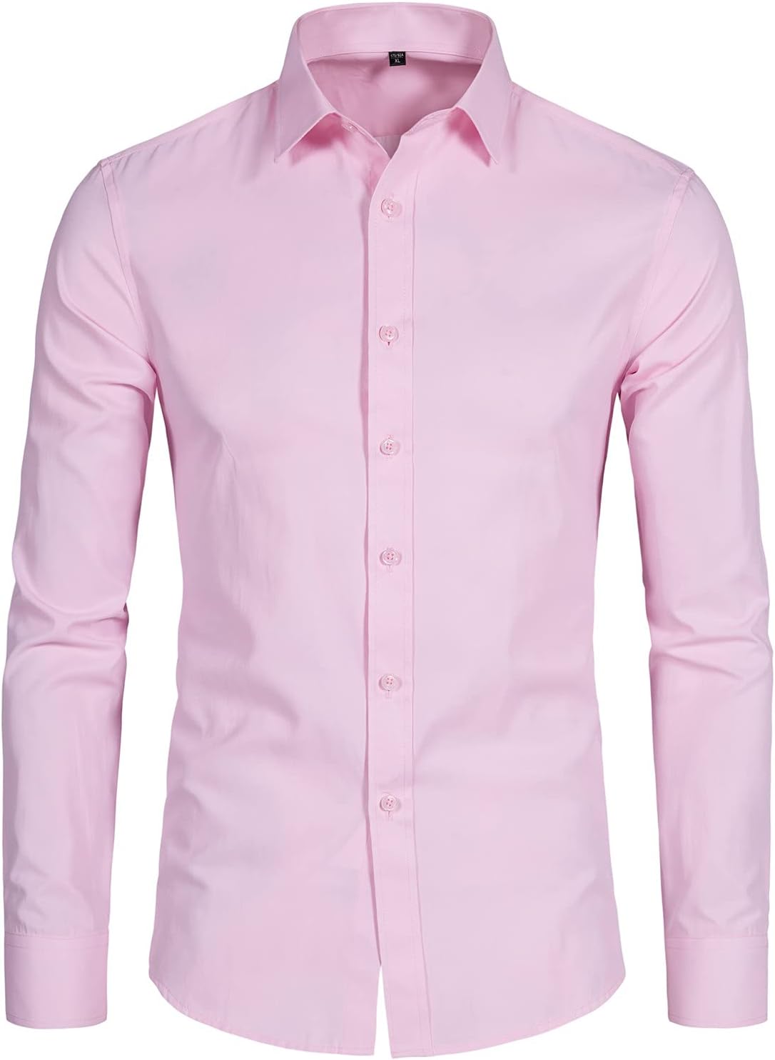 DELCARINO Men's Long Sleeve Button Up Shirts Solid Slim Fit Casual Business Formal Dress Shirt