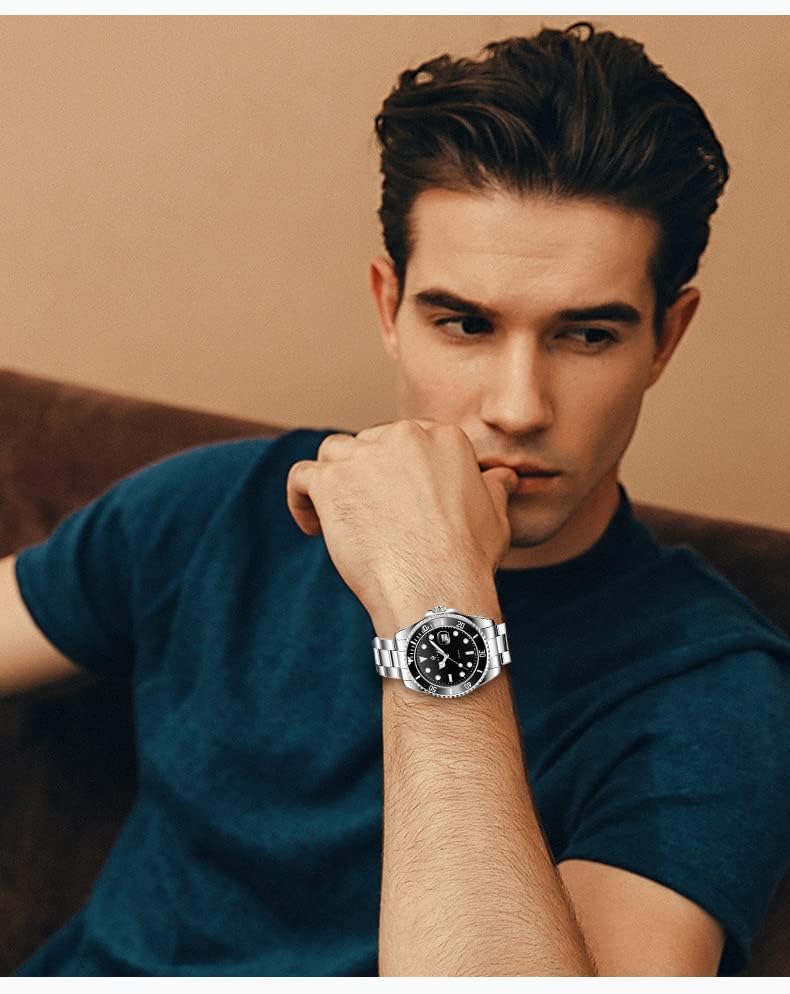 BY BENYAR AKNIGHT Watches for Men Quartz Movement Watch,Waterproof Luminous Men's Watch, Stainless Steel Strap Business Watches