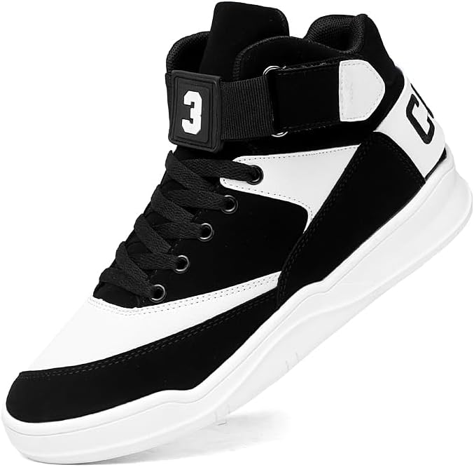 KUXIE Shoes Men's High Top Fashion Sneakers Outdoor Casual Sports Shoes Training Leather Shoes Mens Flats