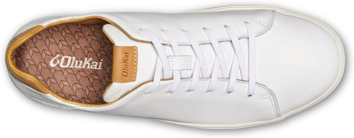 OLUKAI Lae'ahi Li 'ILI Men's Leather Sneakers, Supple Full-Grain Leather Shoes, Drop-in Heel & All Weather Rubber Soles