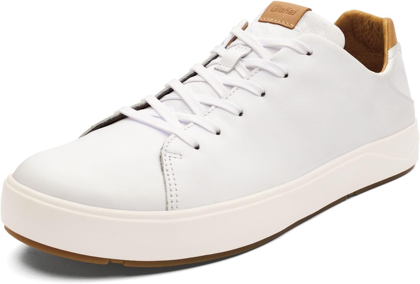 OLUKAI Lae'ahi Li 'ILI Men's Leather Sneakers, Supple Full-Grain Leather Shoes, Drop-in Heel & All Weather Rubber Soles