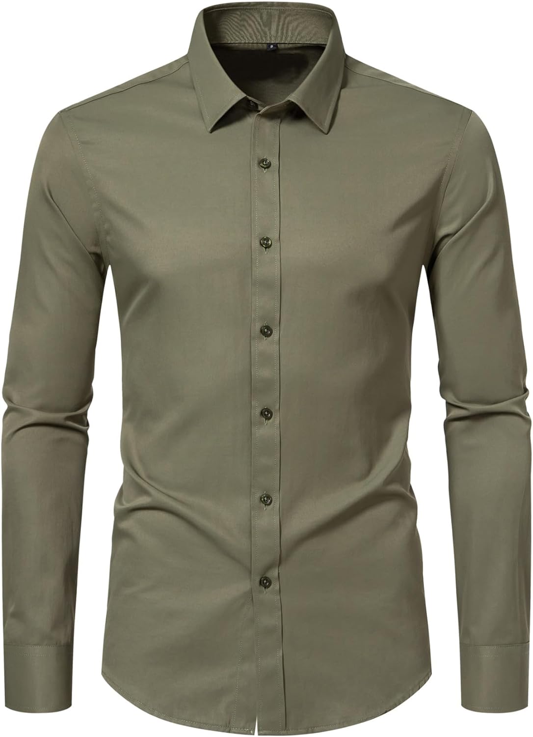 DELCARINO Men's Long Sleeve Button Up Shirts Solid Slim Fit Casual Business Formal Dress Shirt
