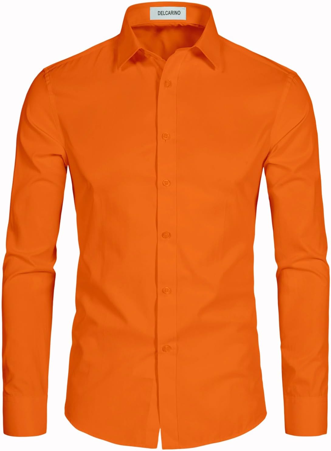 DELCARINO Men's Long Sleeve Button Up Shirts Solid Slim Fit Casual Business Formal Dress Shirt