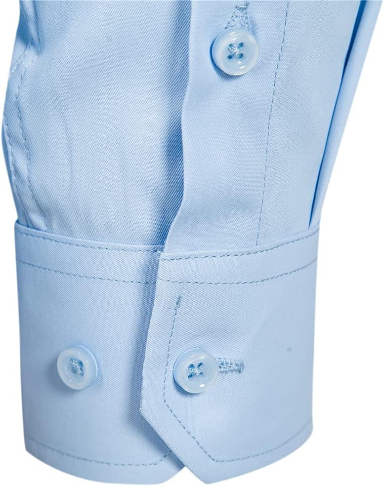 DELCARINO Men's Long Sleeve Button Up Shirts Solid Slim Fit Casual Business Formal Dress Shirt