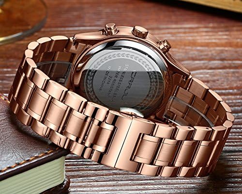CRRJU Men's Fashion Stainless Steel Watches Date Waterproof Chronograph Wristwatches,Stainsteel Steel Band Waterproof Watch