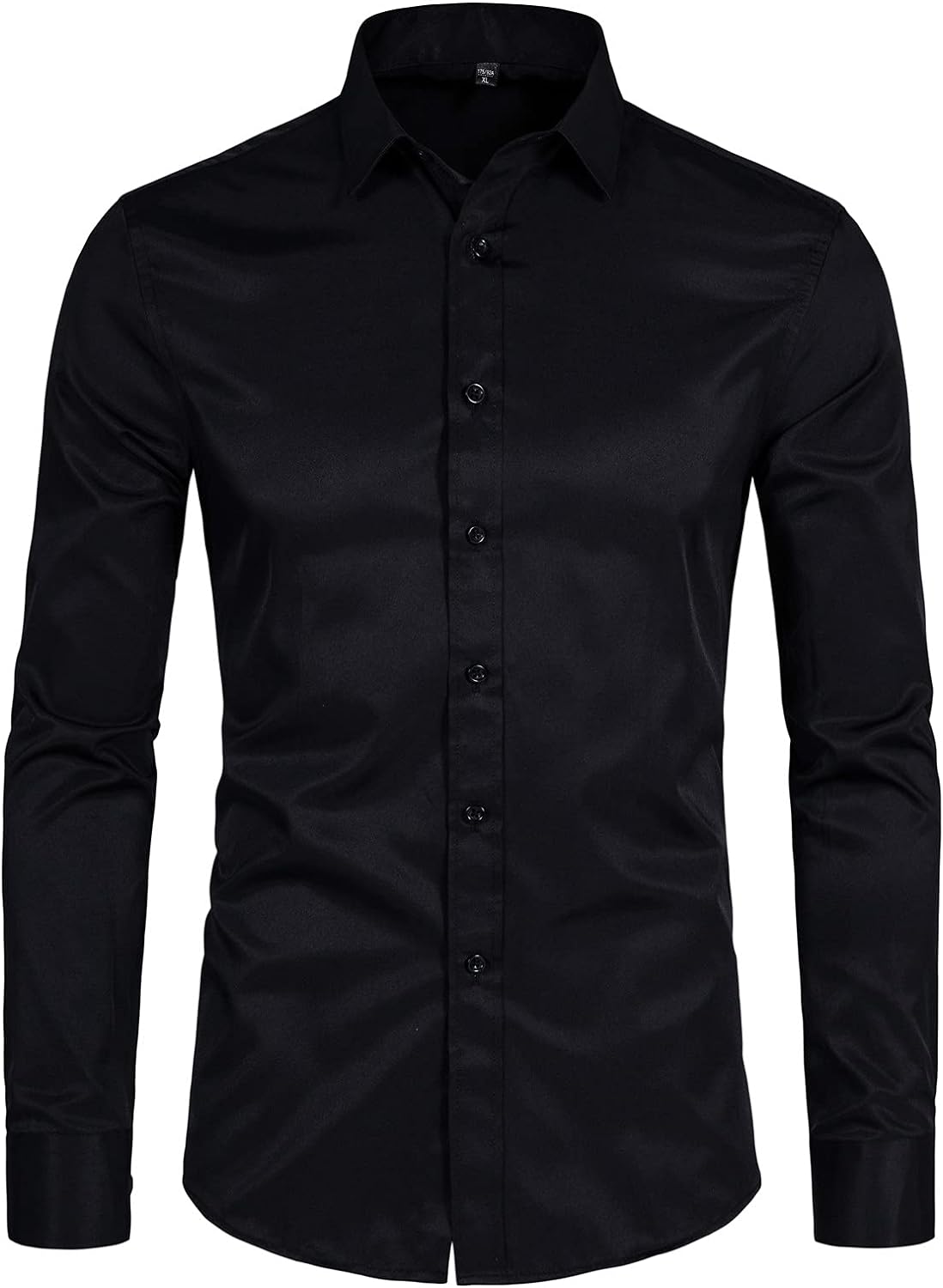 DELCARINO Men's Long Sleeve Button Up Shirts Solid Slim Fit Casual Business Formal Dress Shirt
