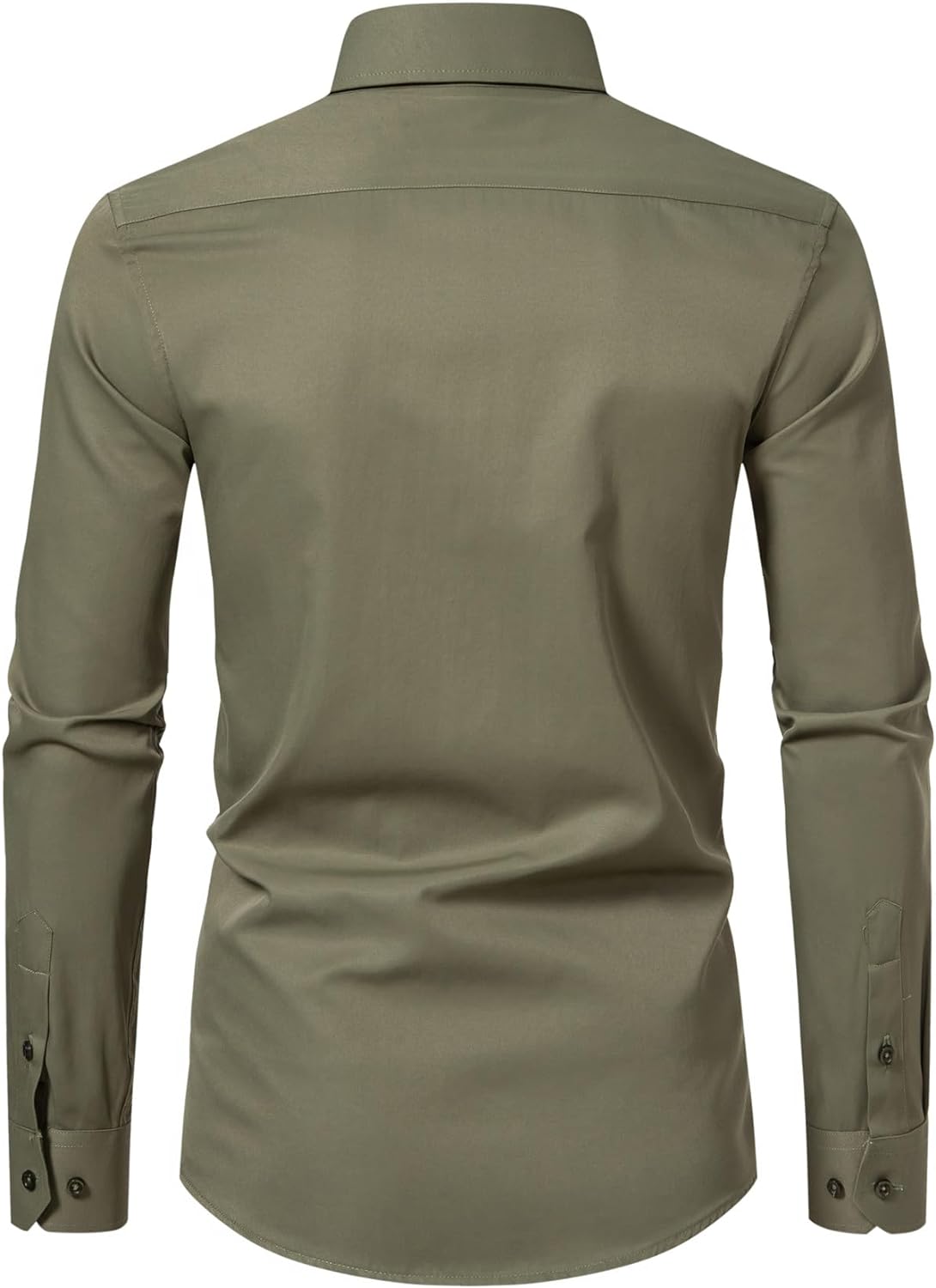 DELCARINO Men's Long Sleeve Button Up Shirts Solid Slim Fit Casual Business Formal Dress Shirt