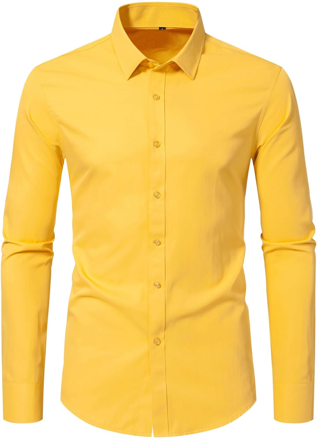 DELCARINO Men's Long Sleeve Button Up Shirts Solid Slim Fit Casual Business Formal Dress Shirt