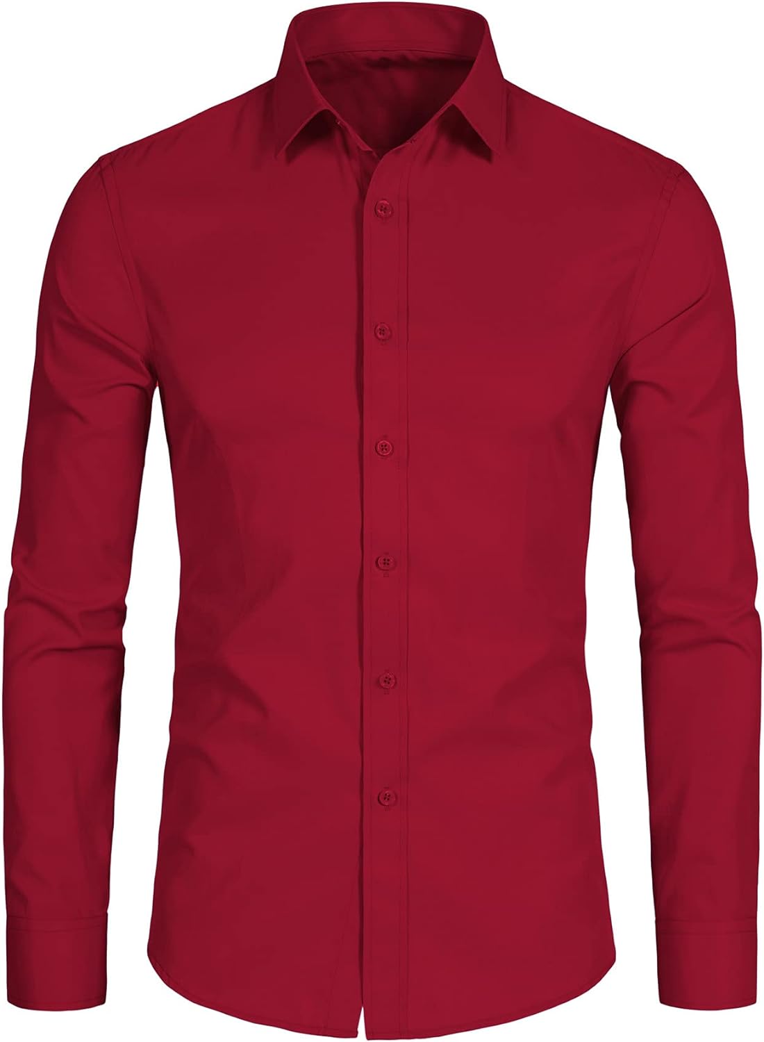 DELCARINO Men's Long Sleeve Button Up Shirts Solid Slim Fit Casual Business Formal Dress Shirt