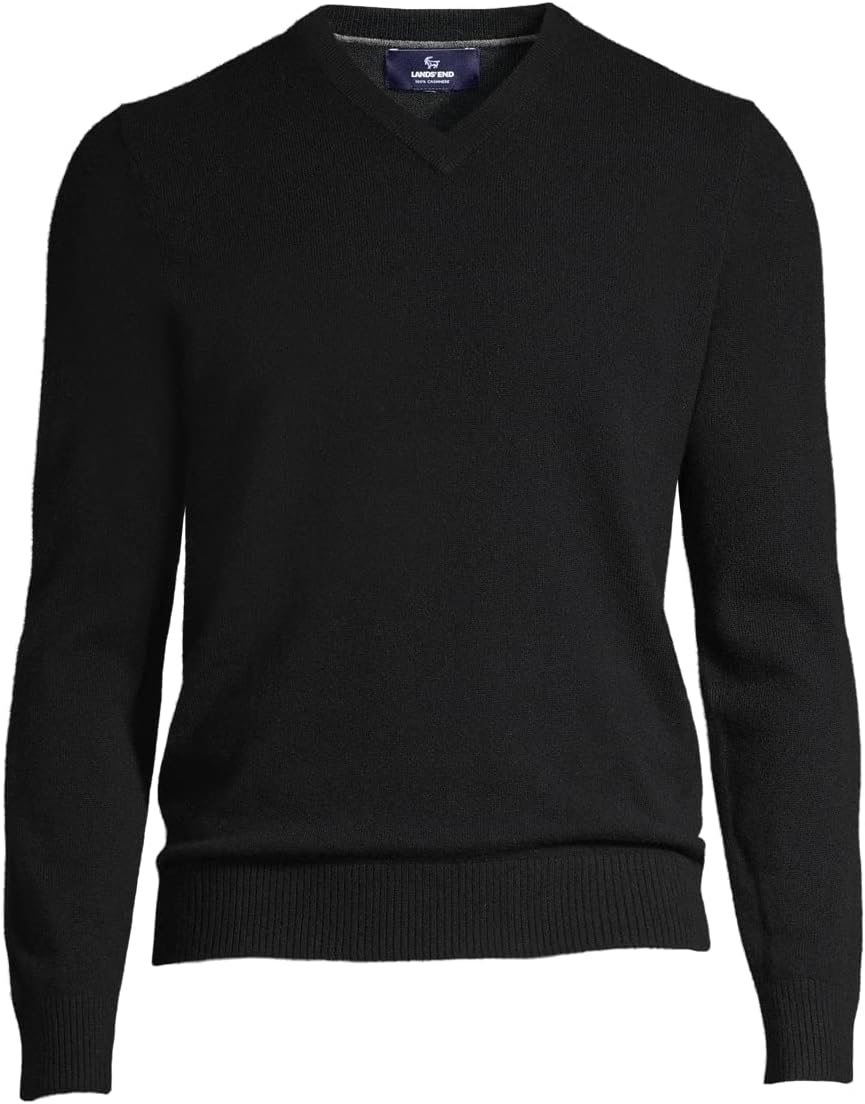 Lands' End Men's Fine Gauge Cashmere V-Neck Sweater