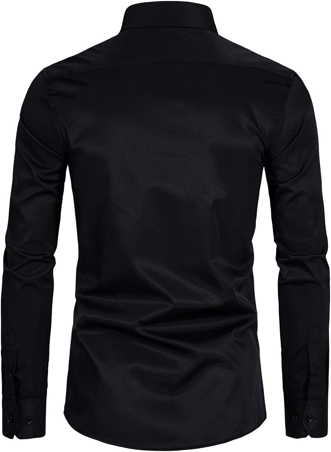 DELCARINO Men's Long Sleeve Button Up Shirts Solid Slim Fit Casual Business Formal Dress Shirt