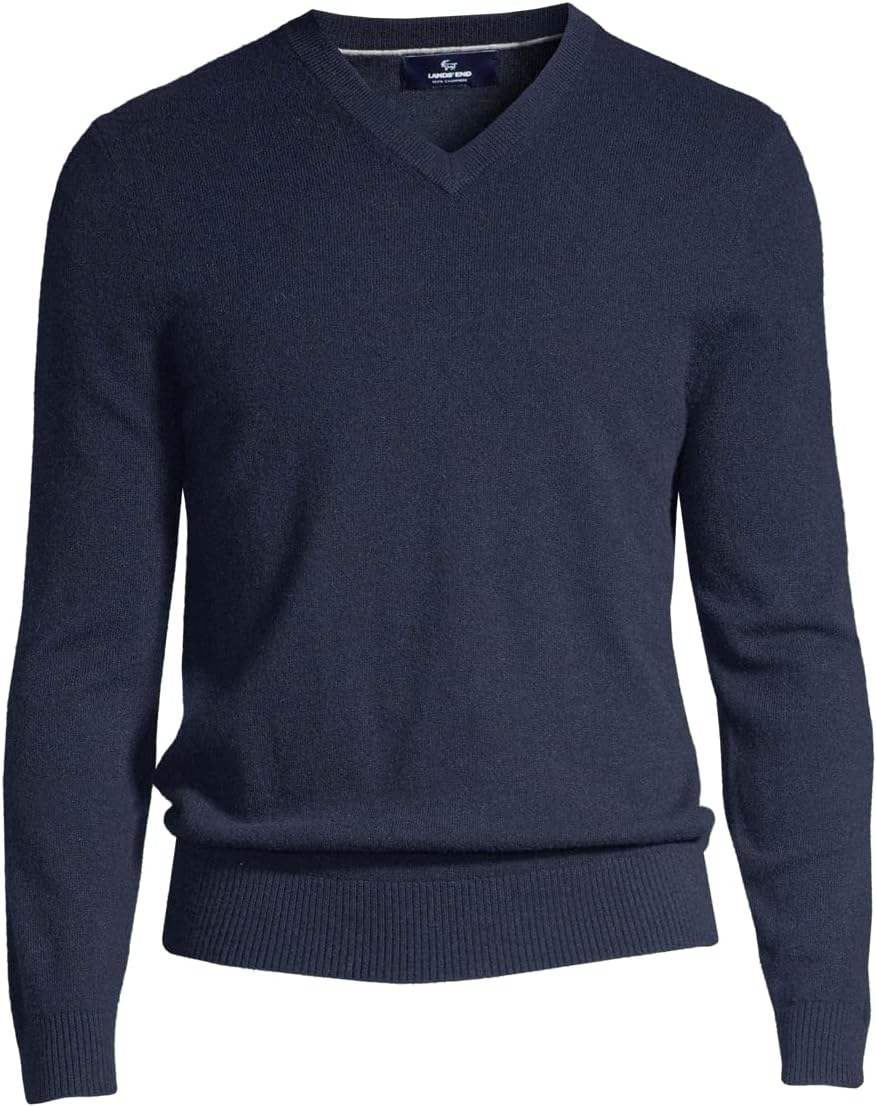 Lands' End Men's Fine Gauge Cashmere V-Neck Sweater