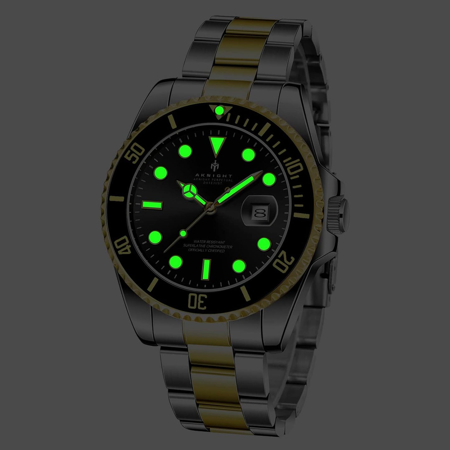 BY BENYAR AKNIGHT Watches for Men Quartz Movement Watch,Waterproof Luminous Men's Watch, Stainless Steel Strap Business Watches