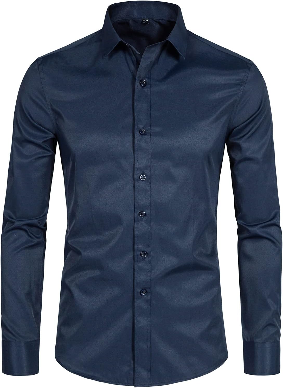 DELCARINO Men's Long Sleeve Button Up Shirts Solid Slim Fit Casual Business Formal Dress Shirt