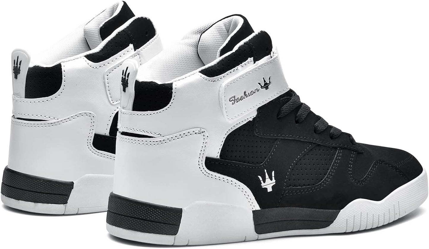 KUXIE Shoes Men's High Top Fashion Sneakers Outdoor Casual Sports Shoes Training Leather Shoes Mens Flats