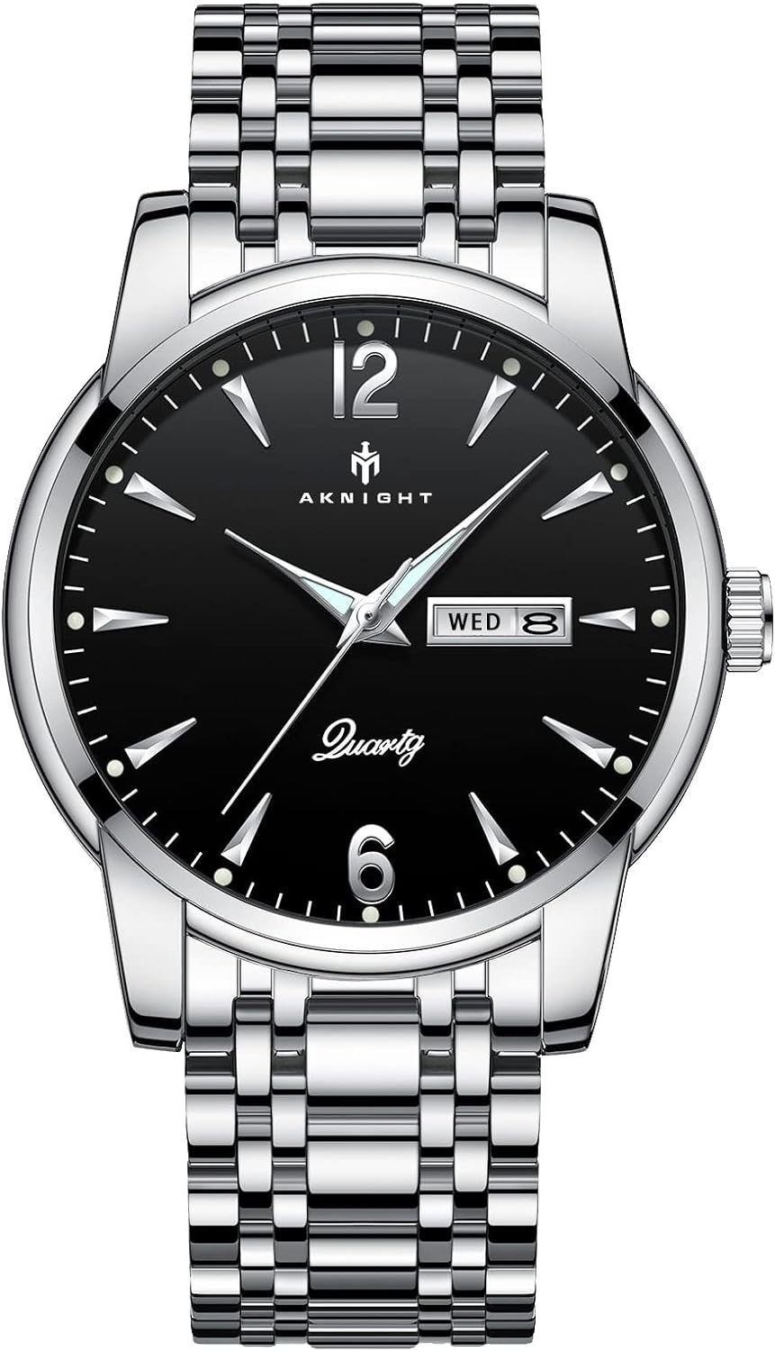 BY BENYAR AKNIGHT Watches for Men Quartz Movement Watch,Waterproof Luminous Men's Watch, Stainless Steel Strap Business Watches