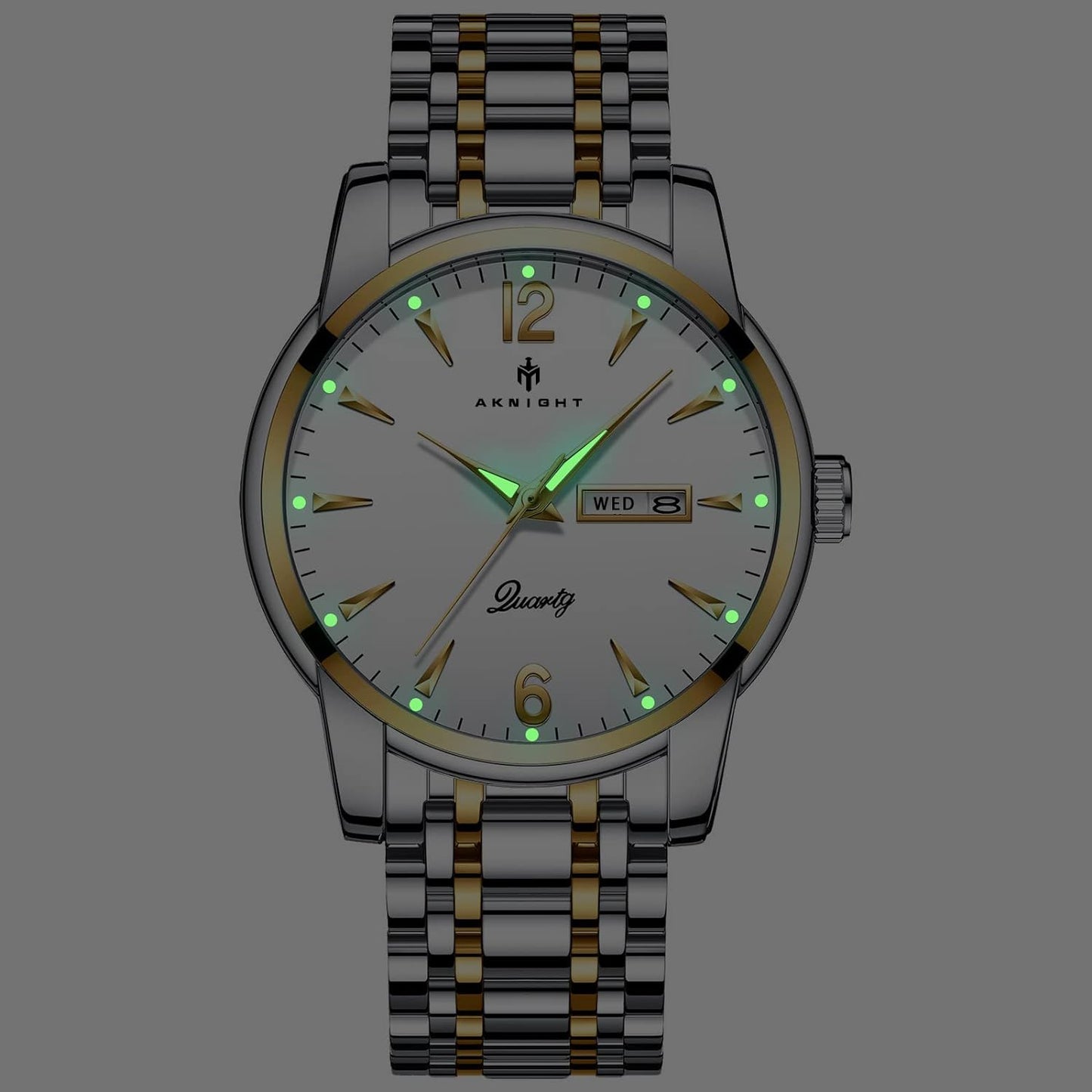 BY BENYAR AKNIGHT Watches for Men Quartz Movement Watch,Waterproof Luminous Men's Watch, Stainless Steel Strap Business Watches