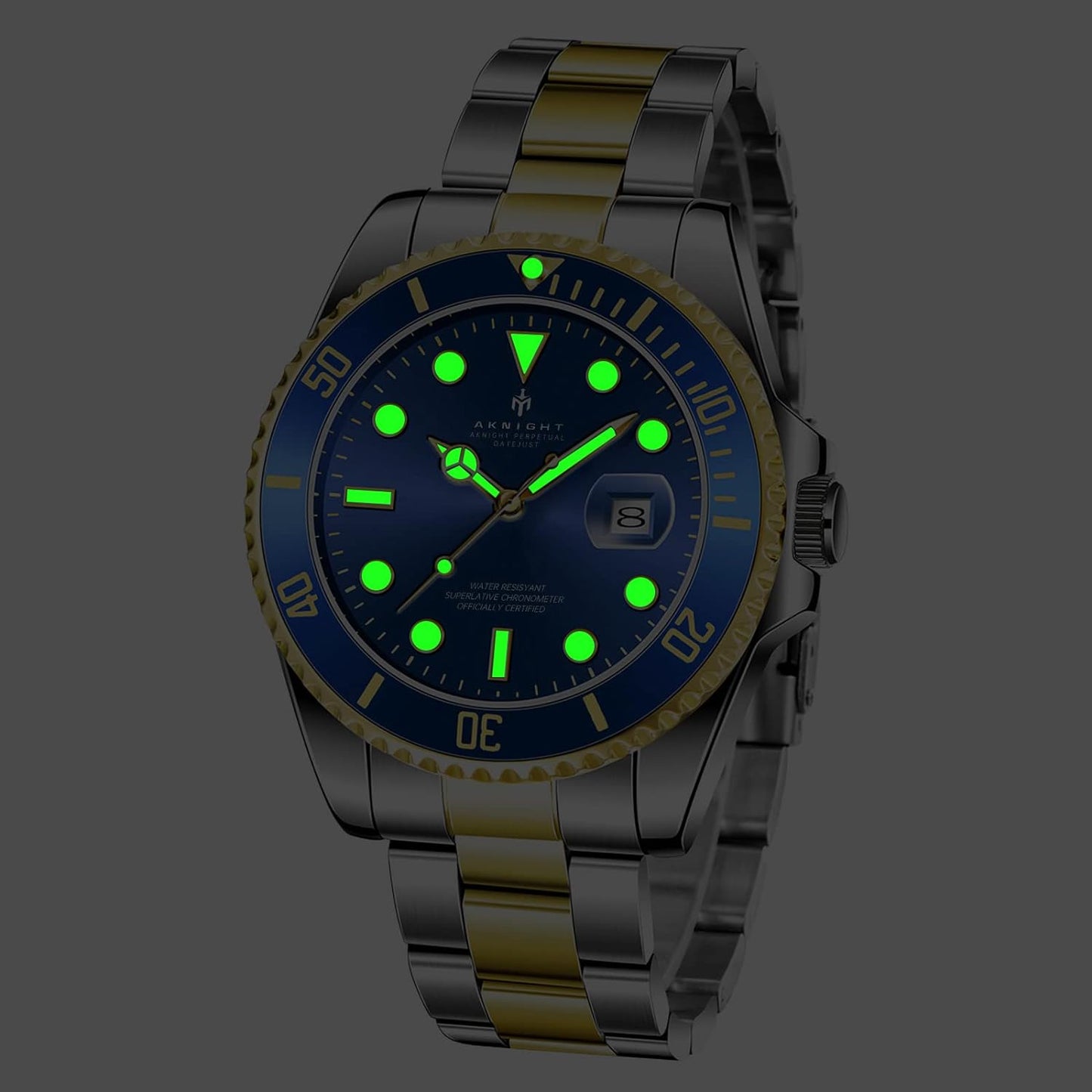 BY BENYAR AKNIGHT Watches for Men Quartz Movement Watch,Waterproof Luminous Men's Watch, Stainless Steel Strap Business Watches