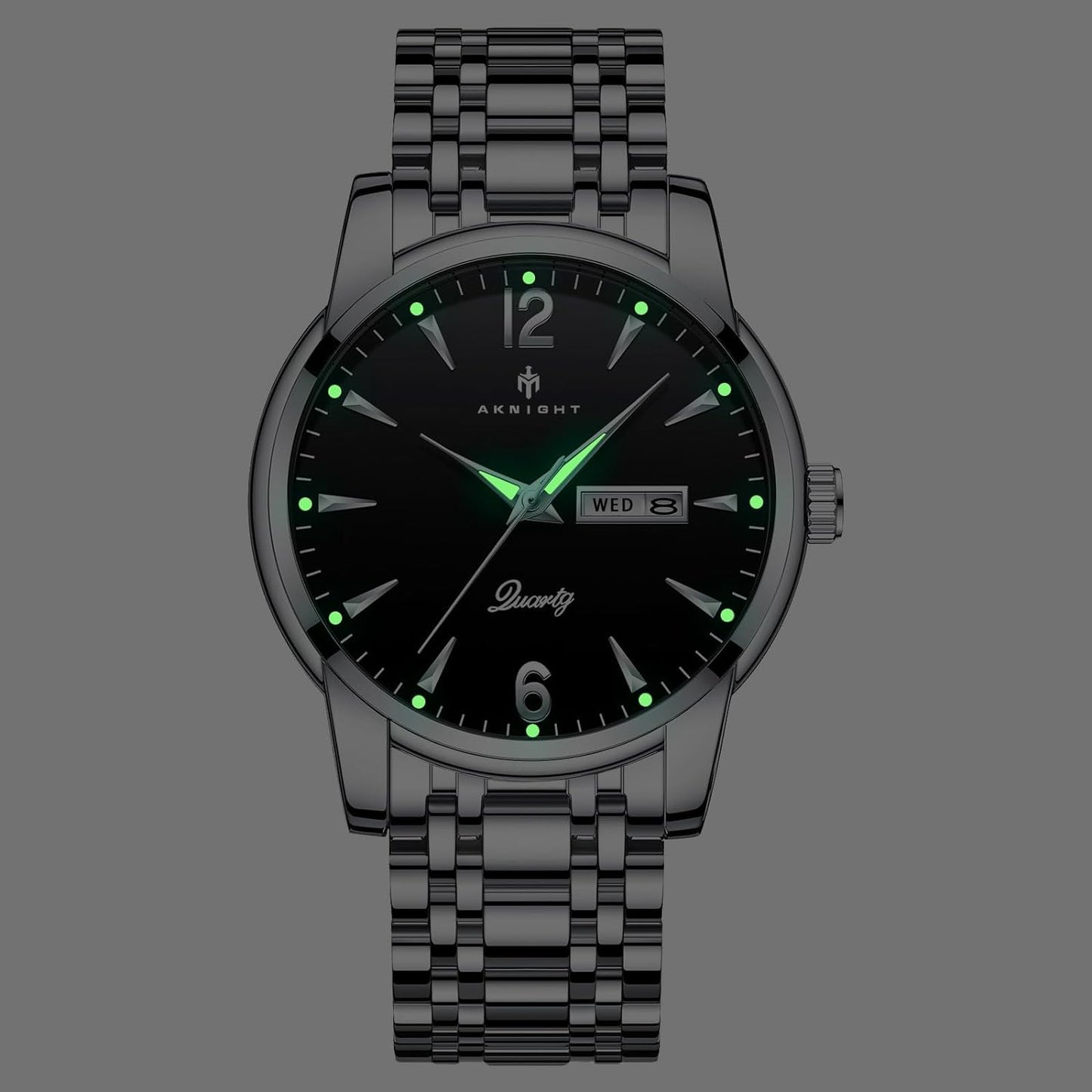 BY BENYAR AKNIGHT Watches for Men Quartz Movement Watch,Waterproof Luminous Men's Watch, Stainless Steel Strap Business Watches
