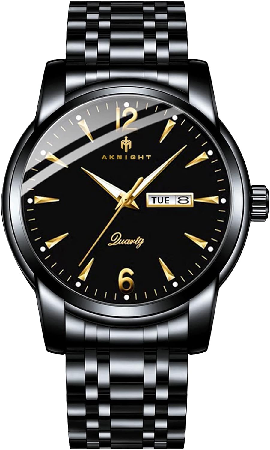 BY BENYAR AKNIGHT Watches for Men Quartz Movement Watch,Waterproof Luminous Men's Watch, Stainless Steel Strap Business Watches